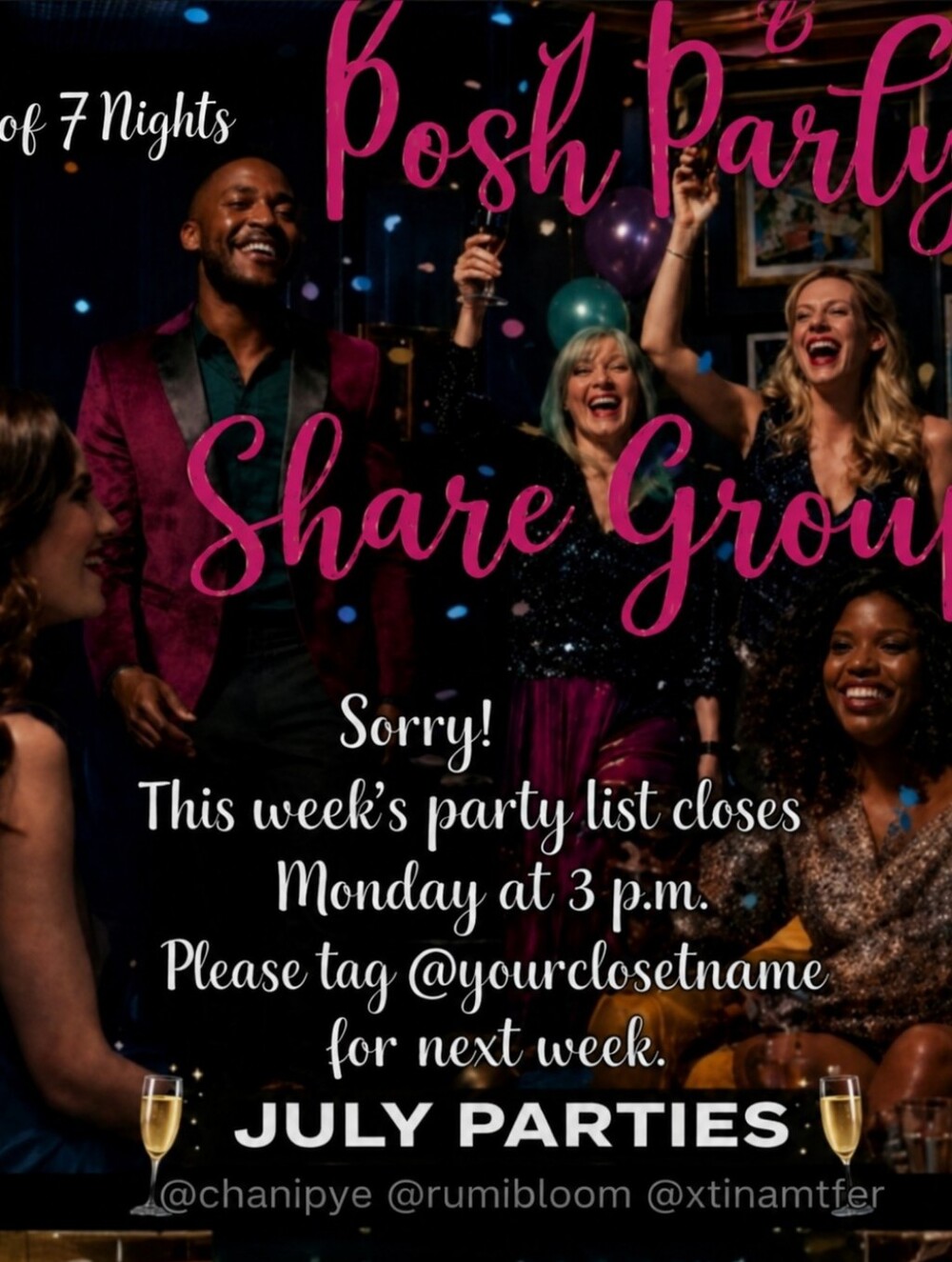 🍾🥂 JULY'S JUST IN POSH PARTY CHALLENGE SHARE GROUP 🍾🥂